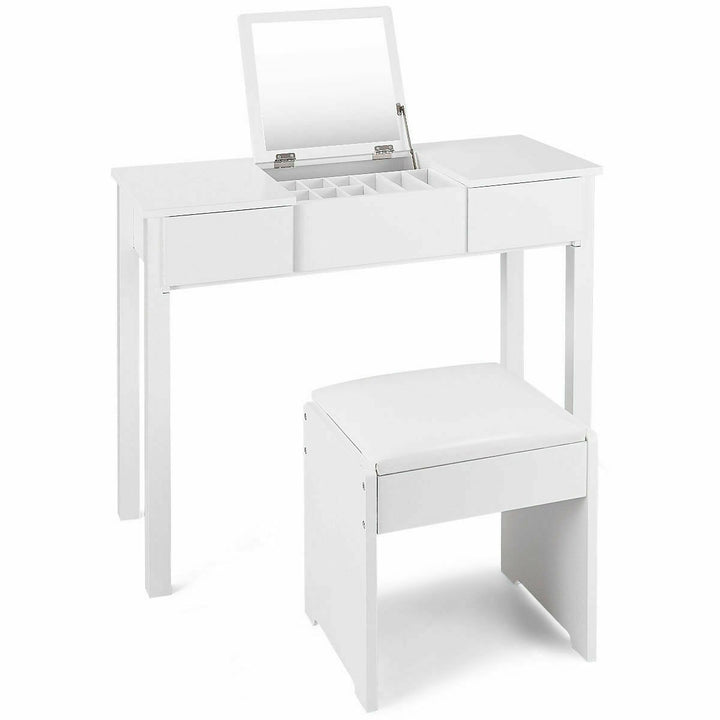 White Vanity Dressing Table Furniture Stool Storage Box Image 10