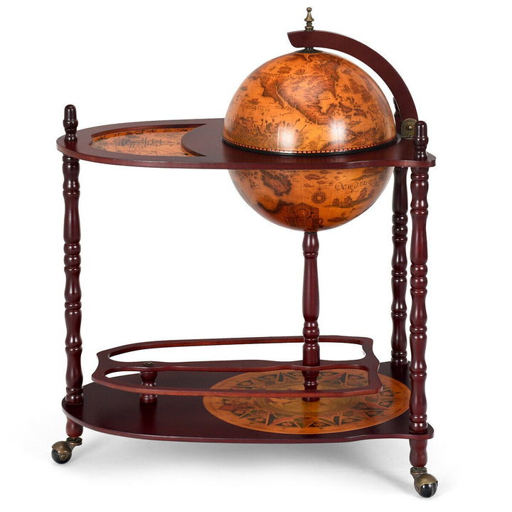 Wood Globe Wine Bar Stand 34 H 16th Century Italian Rack Liquor Bottle Shelf Image 8