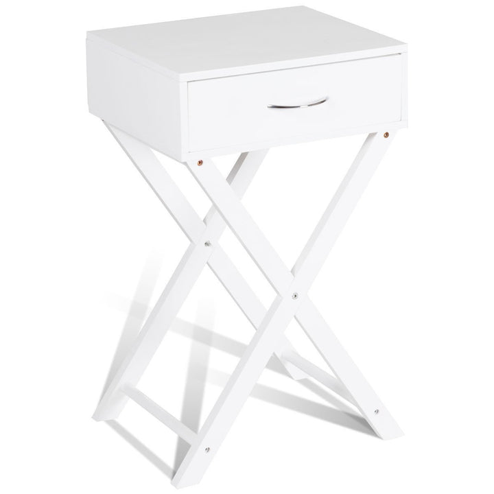 Nightstand X-Shape Drawer Accent side End Table Modern Home Furniture White Image 8