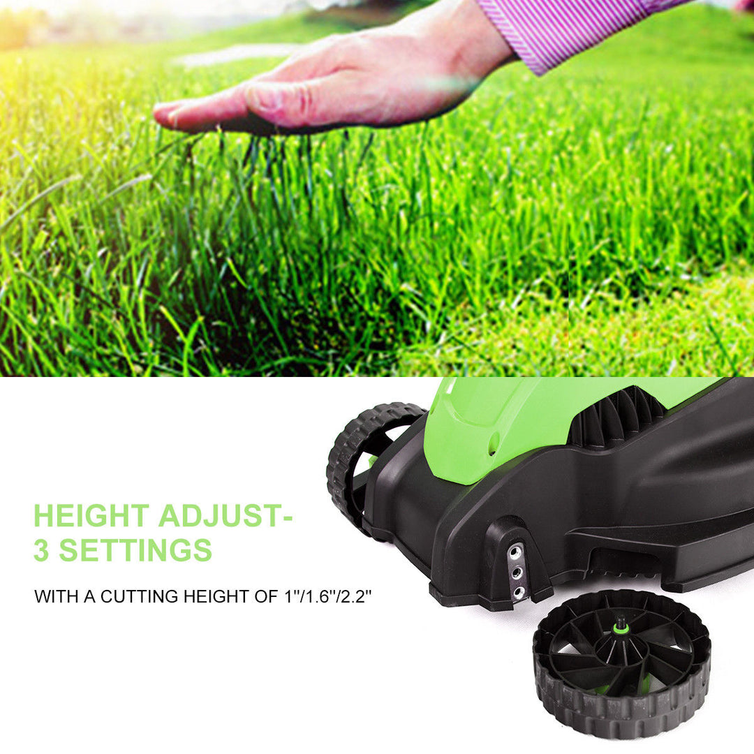 12 Amp 14-Inch Electric Push Lawn Corded Mower With Grass Bag Green Image 7