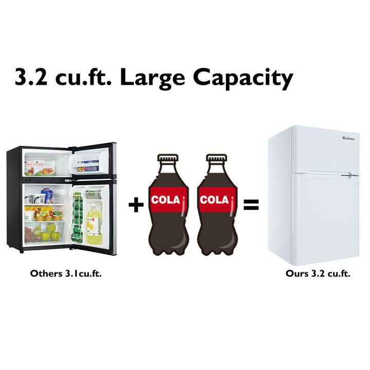 Refrigerator Small Freezer Cooler Fridge Compact 3.2 cu ft. Unit, White Image 10