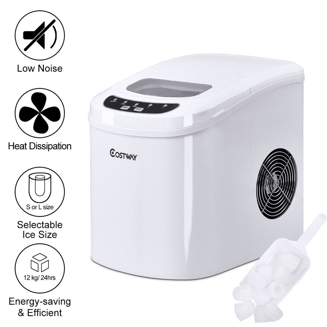 Costway White Portable Compact Electric Ice Maker Machine Mini Cube 26lb/Day Image 2