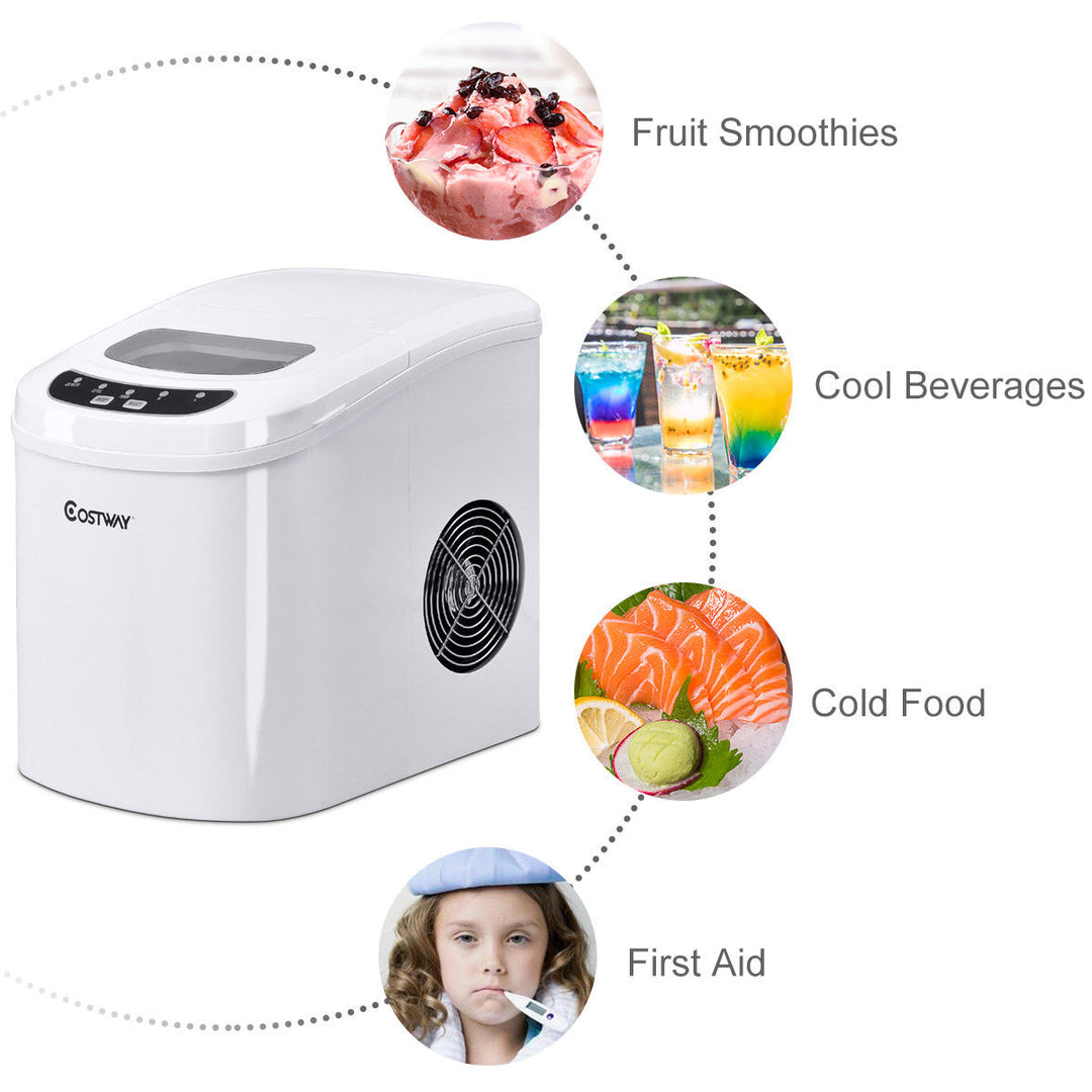 Costway White Portable Compact Electric Ice Maker Machine Mini Cube 26lb/Day Image 3