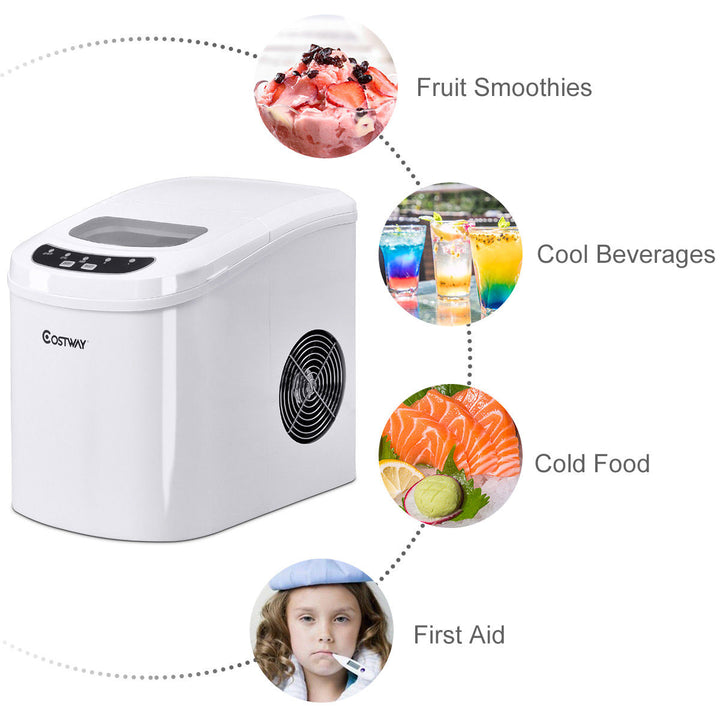 Costway White Portable Compact Electric Ice Maker Machine Mini Cube 26lb/Day Image 3