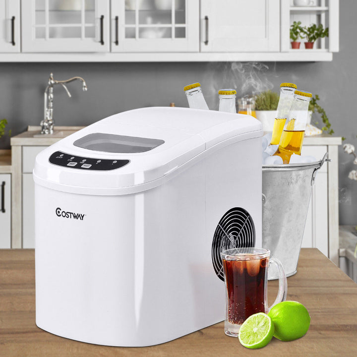 Costway White Portable Compact Electric Ice Maker Machine Mini Cube 26lb/Day Image 4