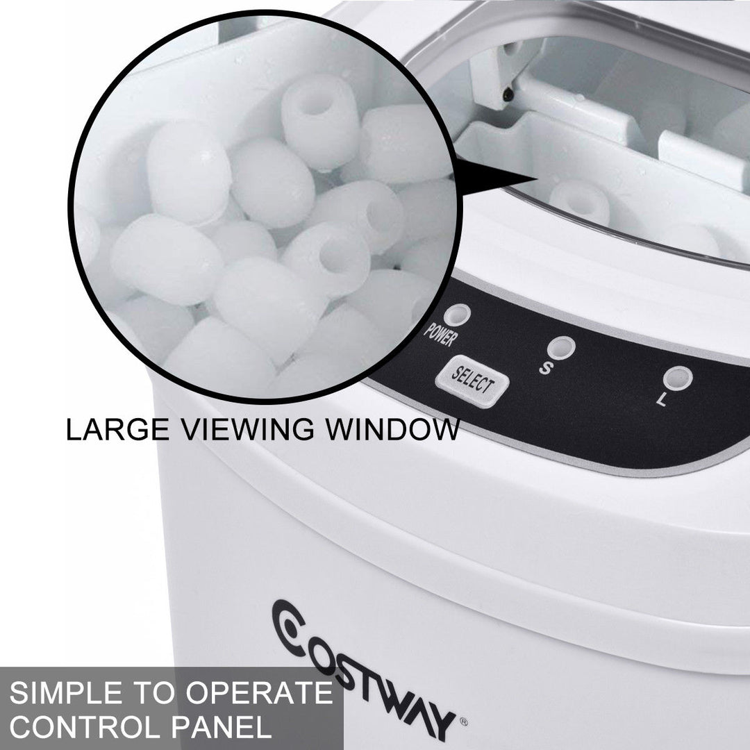 Costway White Portable Compact Electric Ice Maker Machine Mini Cube 26lb/Day Image 7