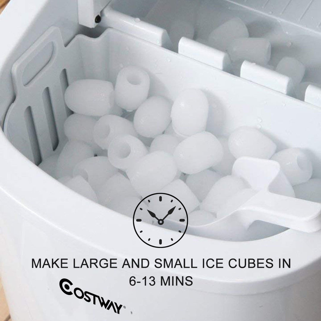 Costway White Portable Compact Electric Ice Maker Machine Mini Cube 26lb/Day Image 8