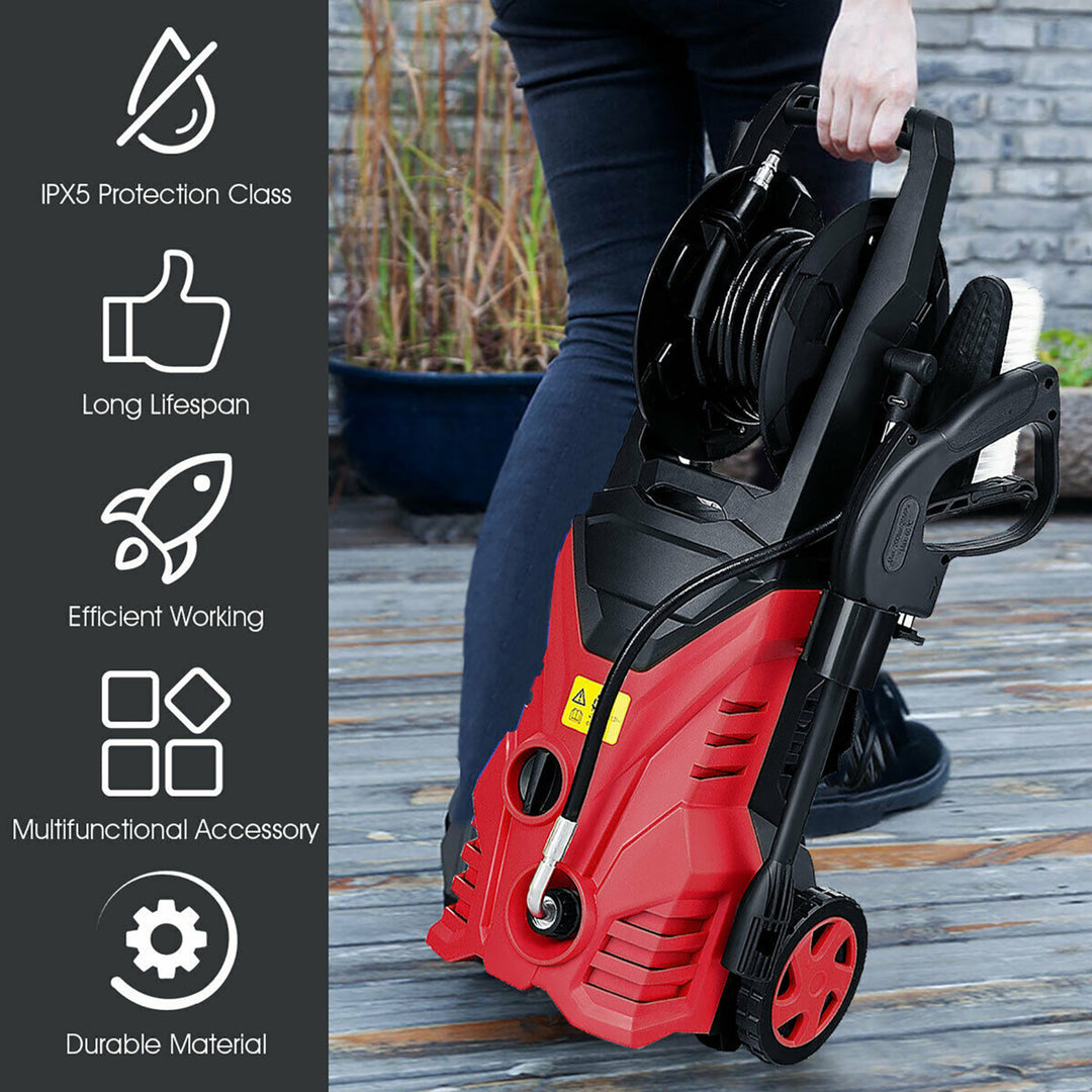 2030PSI Electric Pressure Washer Cleaner 1.7 GPM 1800W with Hose Reel Red Image 7