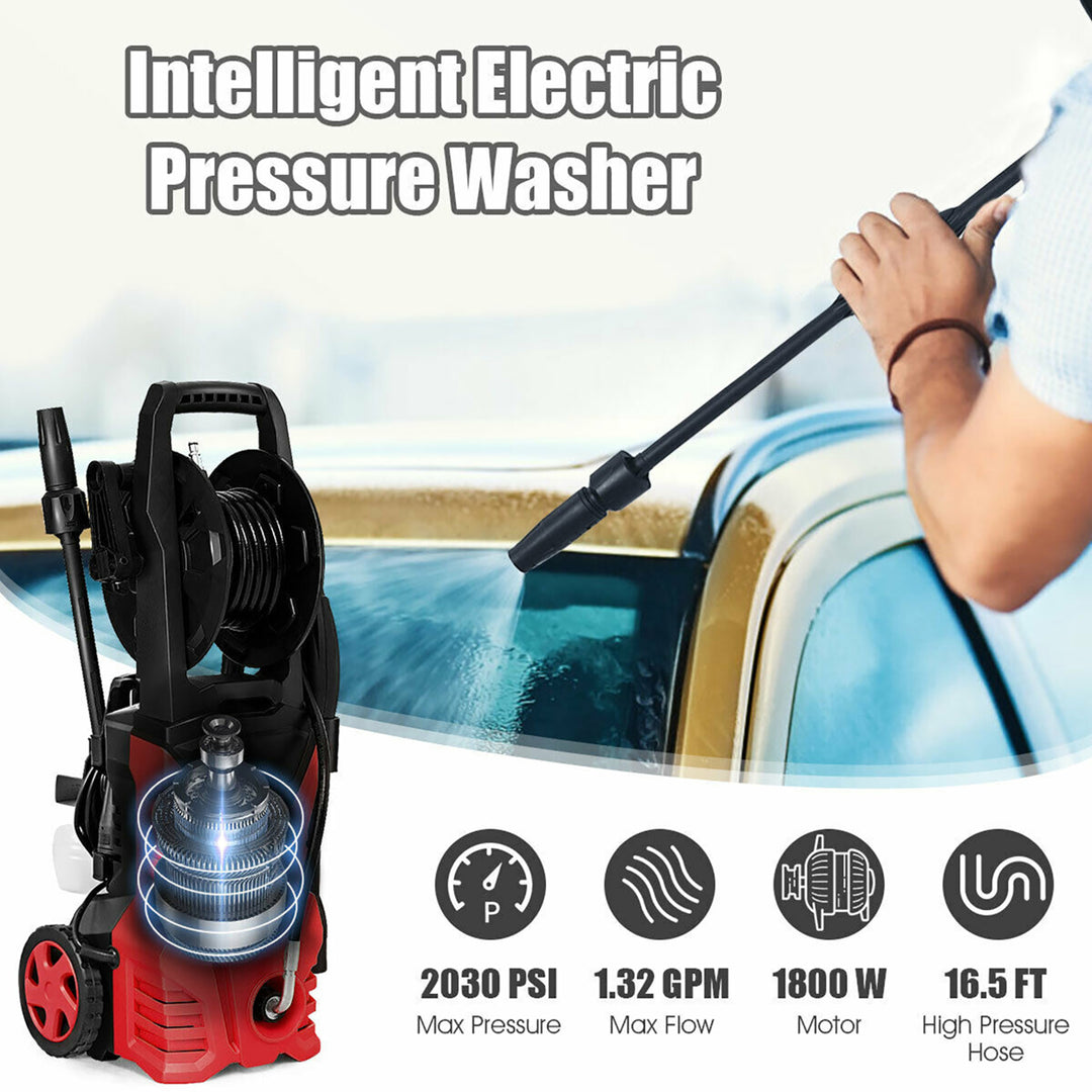 2030PSI Electric Pressure Washer Cleaner 1.7 GPM 1800W with Hose Reel Red Image 8