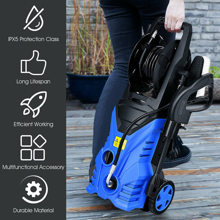 2030PSI Electric Pressure Washer Cleaner 1.7 GPM 1800W with Hose Reel Blue Image 7