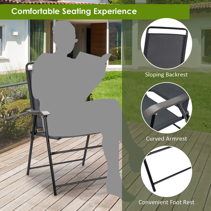 4PCS Outdoor Patio Folding Chair W/Armrest Portable Camping Lawn Garden Image 7