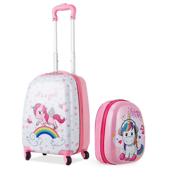 2 Pcs Kids Luggage Set 12 Backpack and 16 Kid Carry On Suitcase for Boys Girls Image 1