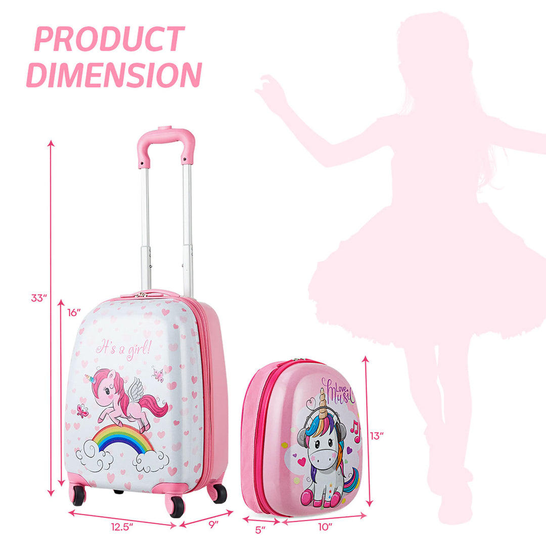 2 Pcs Kids Luggage Set 12 Backpack and 16 Kid Carry On Suitcase for Boys Girls Image 10