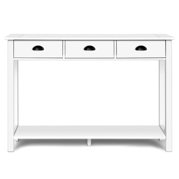 47 Console Table Hall Table Side Desk Accent Table Drawers Shelf Entryway White Image 1