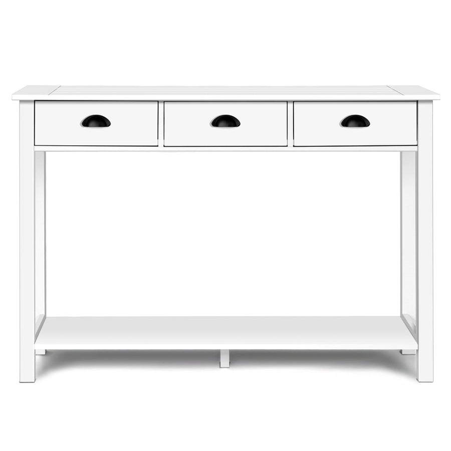 47 Console Table Hall Table Side Desk Accent Table Drawers Shelf Entryway White Image 1