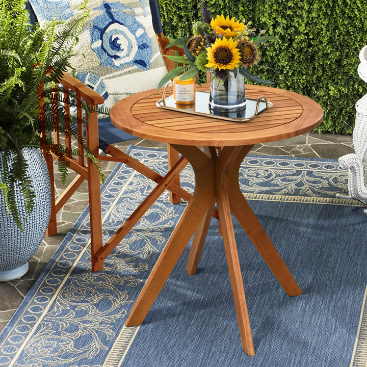 27 Outdoor Round Table Solid Wood Coffee Side Bistro Table Image 1