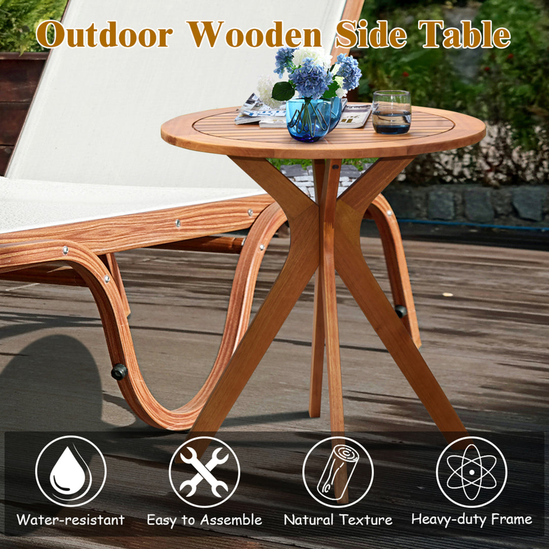 27 Outdoor Round Table Solid Wood Coffee Side Bistro Table Image 6