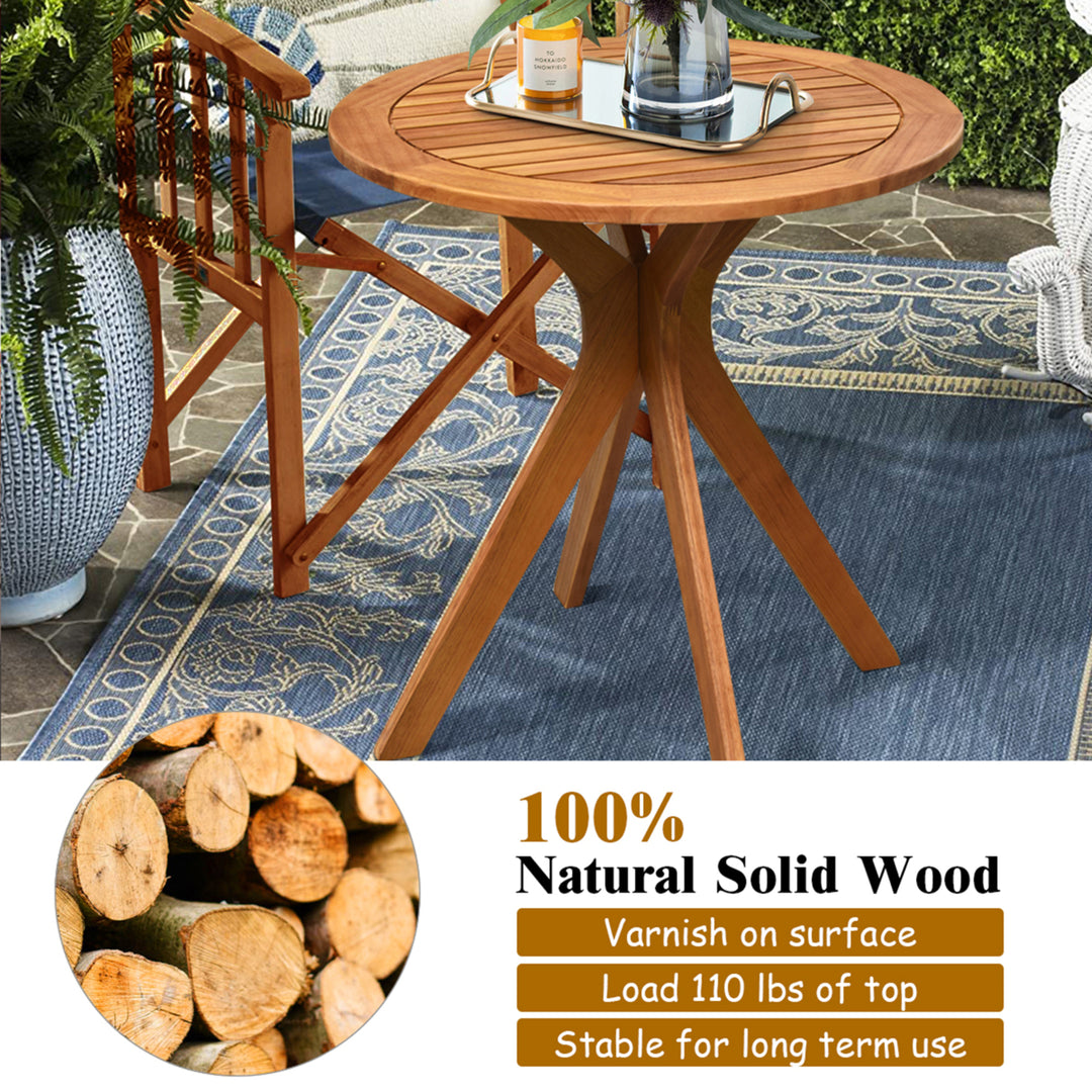 27 Outdoor Round Table Solid Wood Coffee Side Bistro Table Image 7