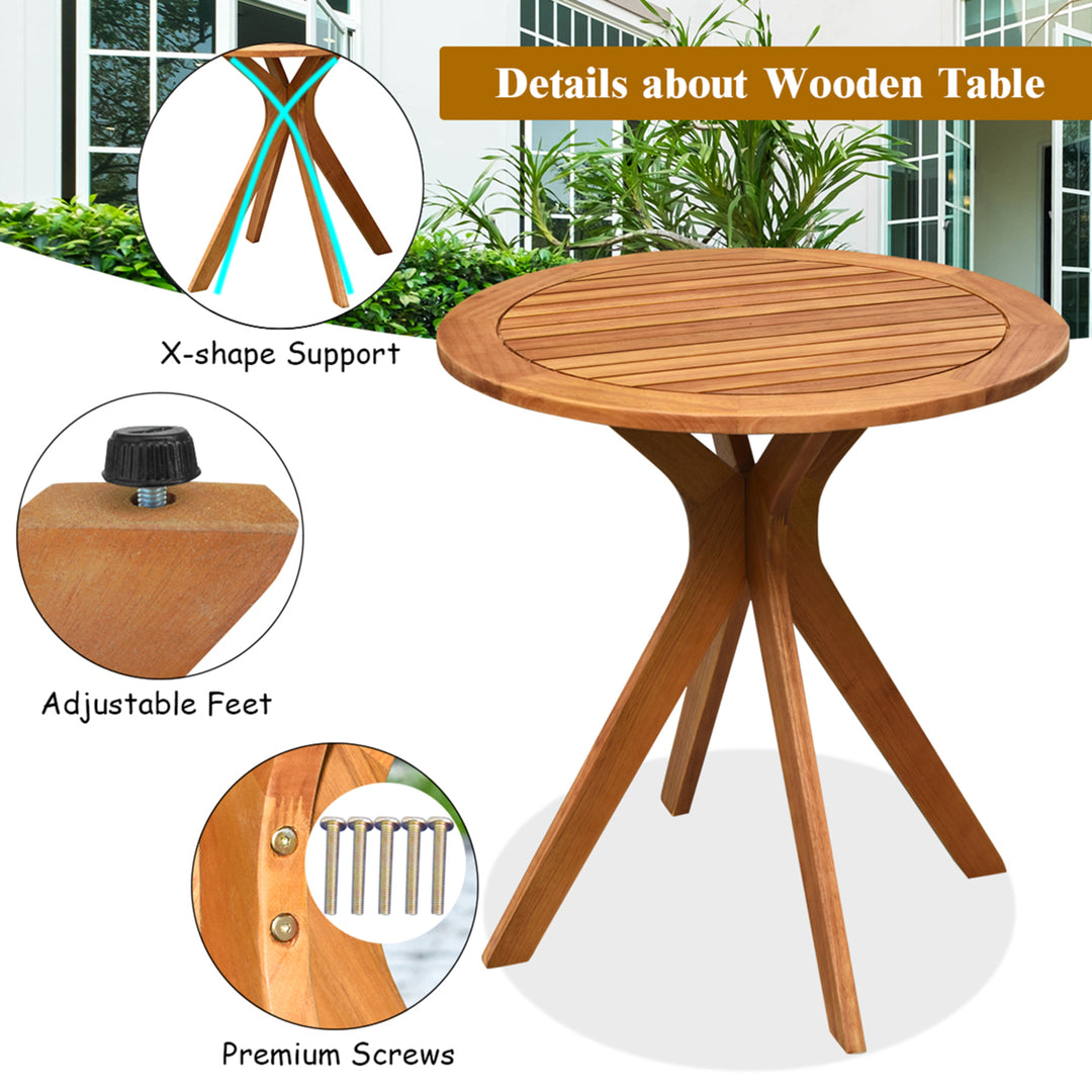 27 Outdoor Round Table Solid Wood Coffee Side Bistro Table Image 8