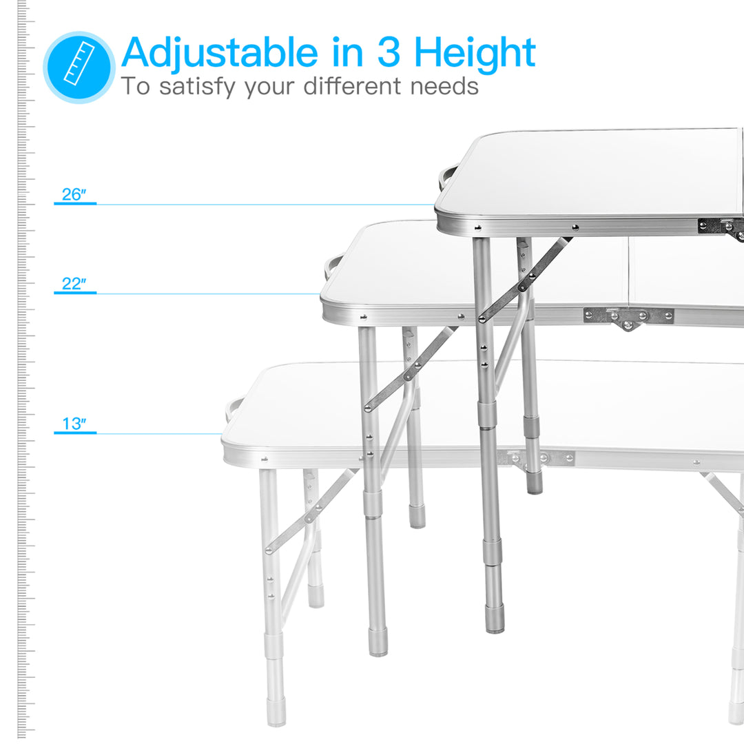 Patio Folding Camping Table Aluminum Adjustable Portable Outdoor Indoor Image 8