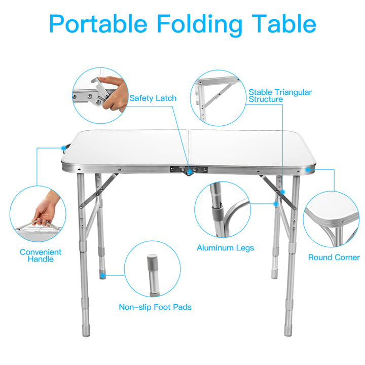 Patio Folding Camping Table Aluminum Adjustable Portable Outdoor Indoor Image 9