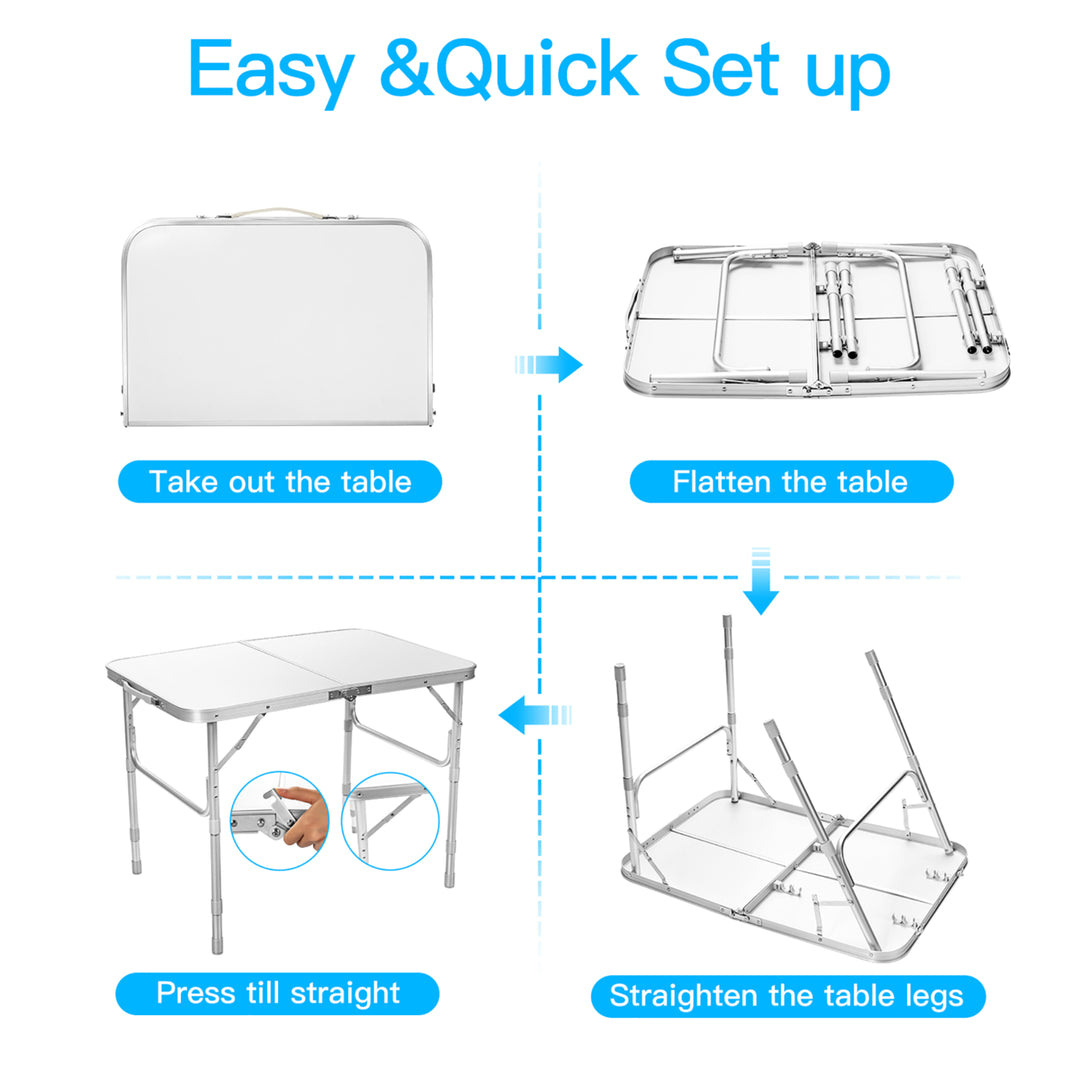 Patio Folding Camping Table Aluminum Adjustable Portable Outdoor Indoor Image 10