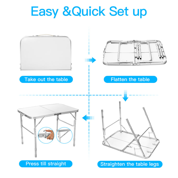 Patio Folding Camping Table Aluminum Adjustable Portable Outdoor Indoor Image 10