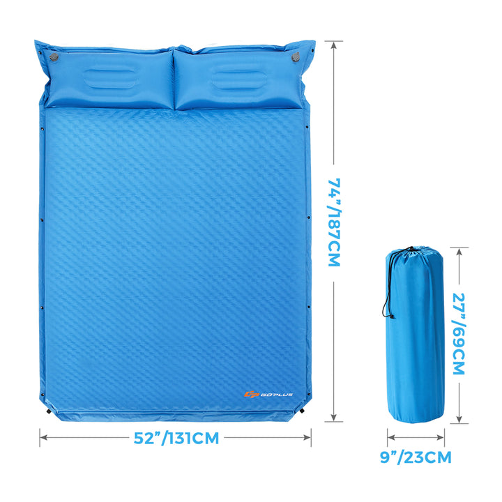 Full Size Self-Inflating Camping Mat Outdoor Sleeping Pad W/Pillows Bag for Camping Image 9