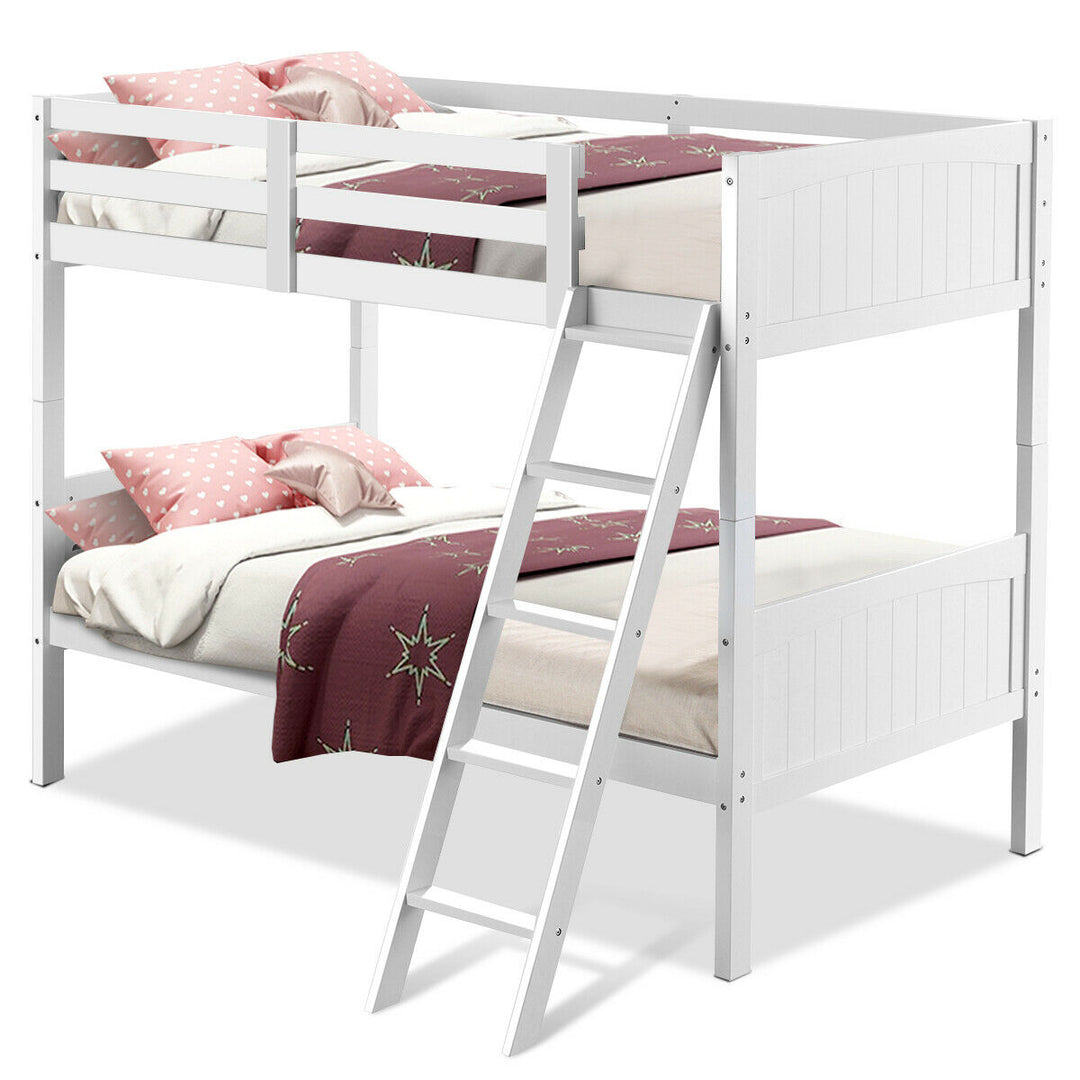 Wooden Twin Over Twin Bunk Beds Convertable 2 Individual Twin Beds White Image 3