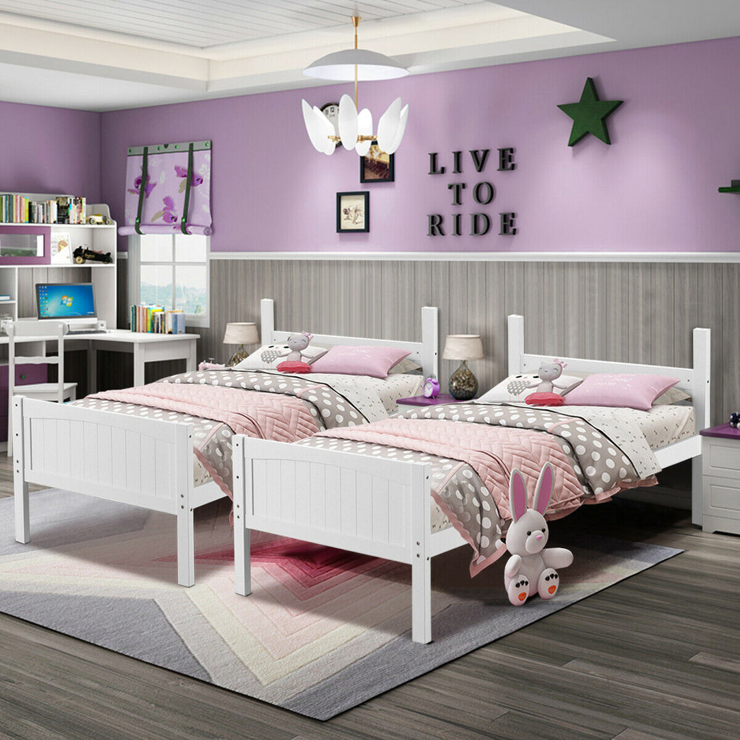 Wooden Twin Over Twin Bunk Beds Convertable 2 Individual Twin Beds White Image 4