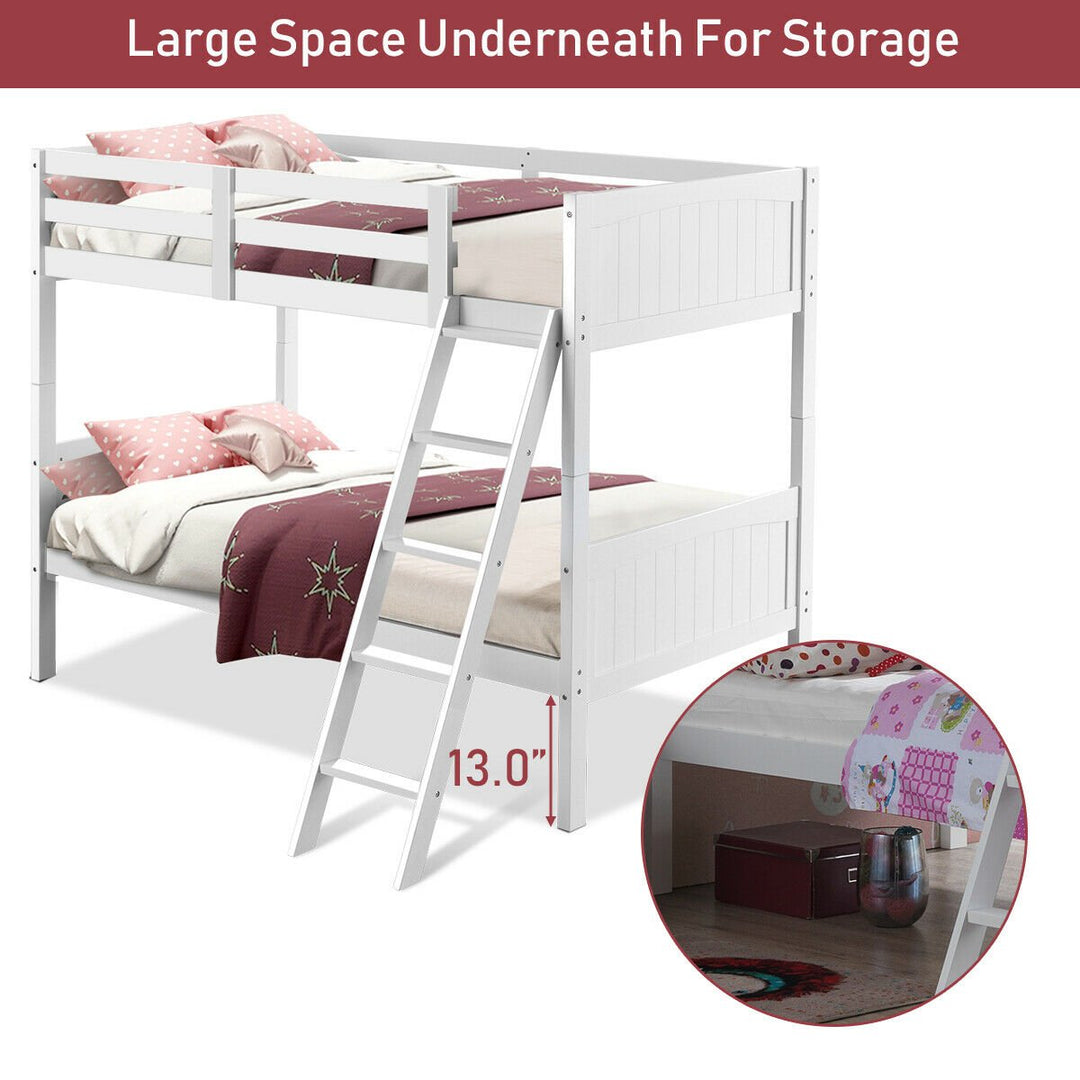 Wooden Twin Over Twin Bunk Beds Convertable 2 Individual Twin Beds White Image 6