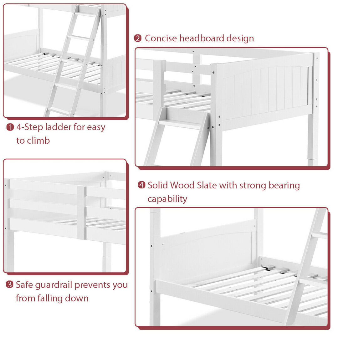 Wooden Twin Over Twin Bunk Beds Convertable 2 Individual Twin Beds White Image 8