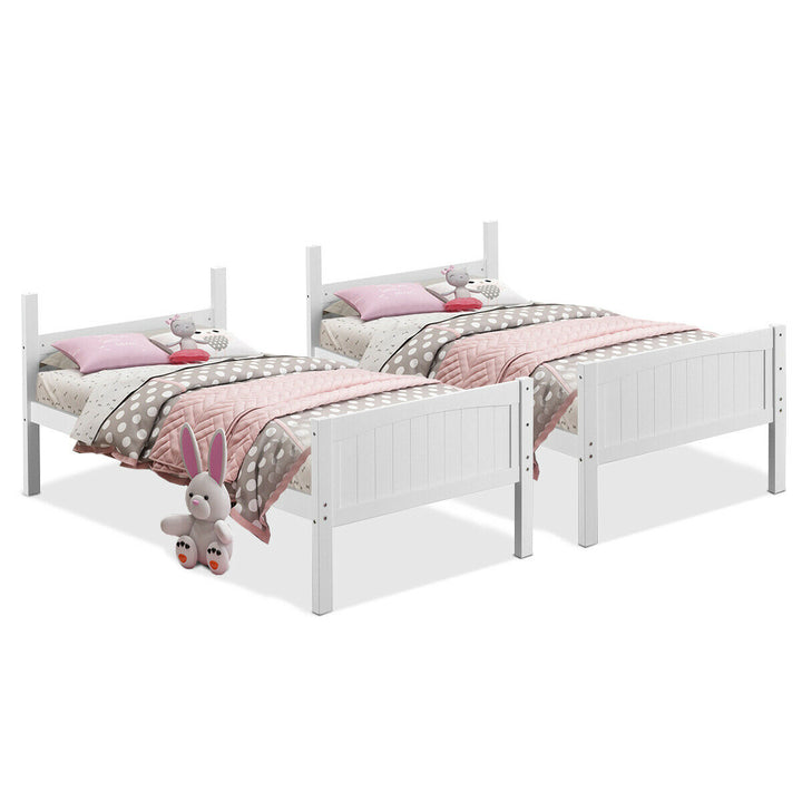 Wooden Twin Over Twin Bunk Beds Convertable 2 Individual Twin Beds White Image 9