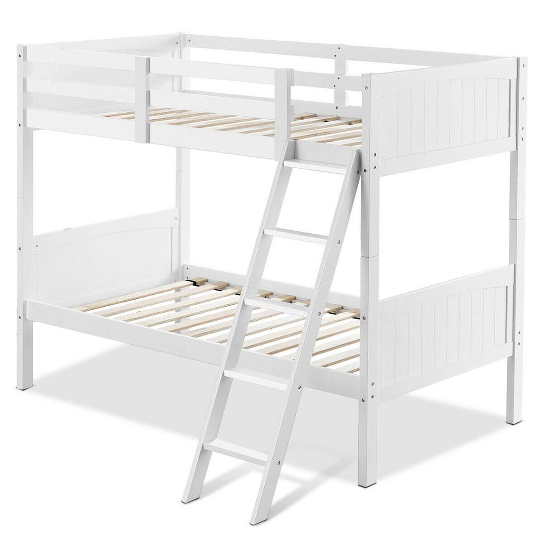 Wooden Twin Over Twin Bunk Beds Convertable 2 Individual Twin Beds White Image 10