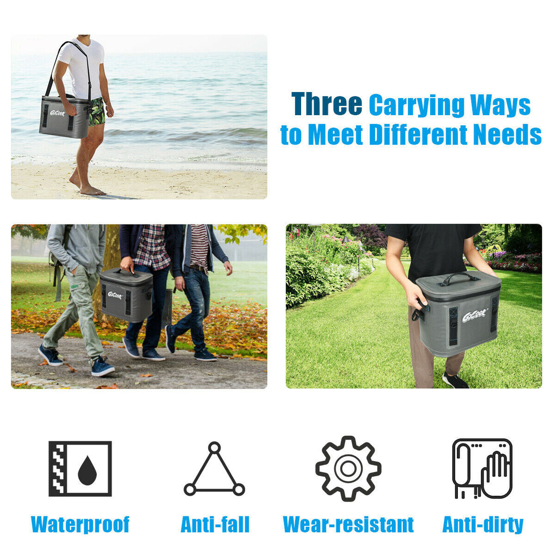 30 Cans Soft Portable Cooler Bag Leak-Proof Insulated Water-Resistant For Picnic Image 7