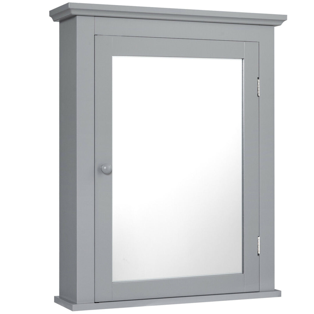 Bathroom Mirror Cabinet Wall Mounted Adjustable Shelf Medicine Grey Image 5