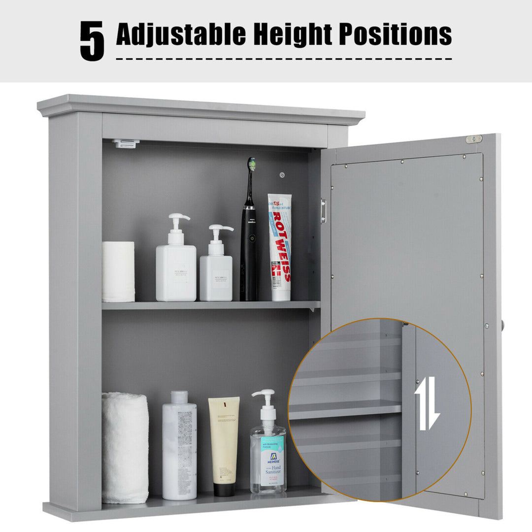 Bathroom Mirror Cabinet Wall Mounted Adjustable Shelf Medicine Grey Image 9