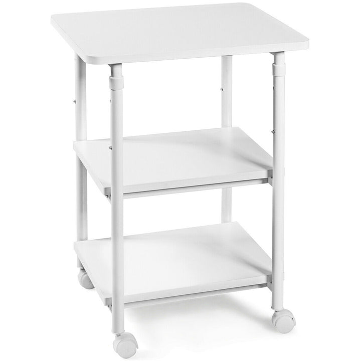 3-Tier Rolling Adjustable Printer Cart Machine Stand Storage Rack White Image 5