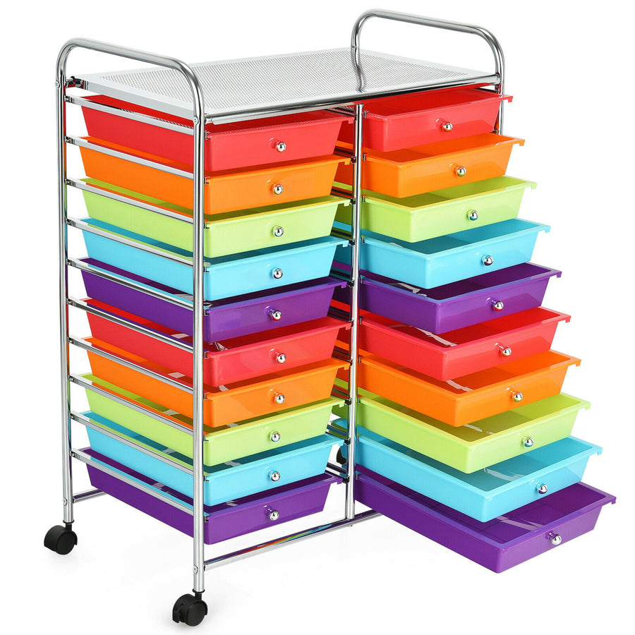 Office Rolling Cart 20 Storage Drawers Scrapbook Paper Studio Organizer Multicolor Image 1