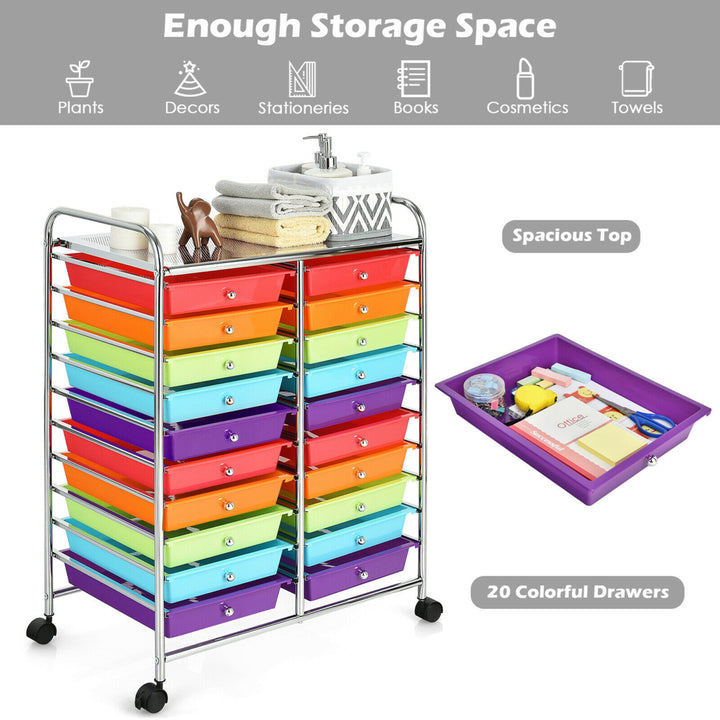 Office Rolling Cart 20 Storage Drawers Scrapbook Paper Studio Organizer Multicolor Image 6