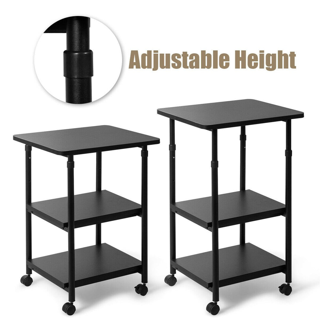 3-Tier Rolling Adjustable Printer Cart Storage Rack Home Office Image 8