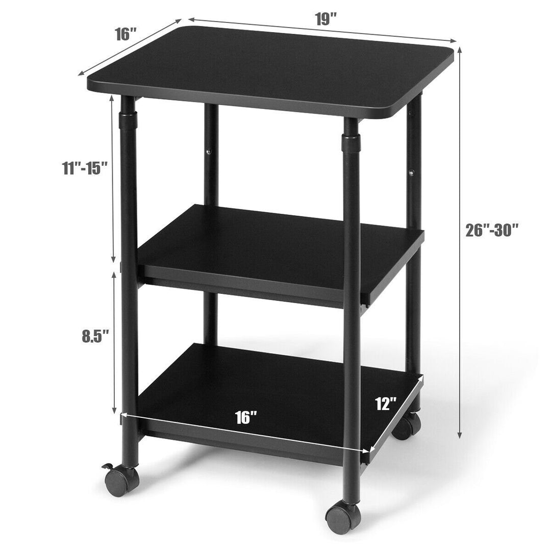 3-Tier Rolling Adjustable Printer Cart Storage Rack Home Office Image 10