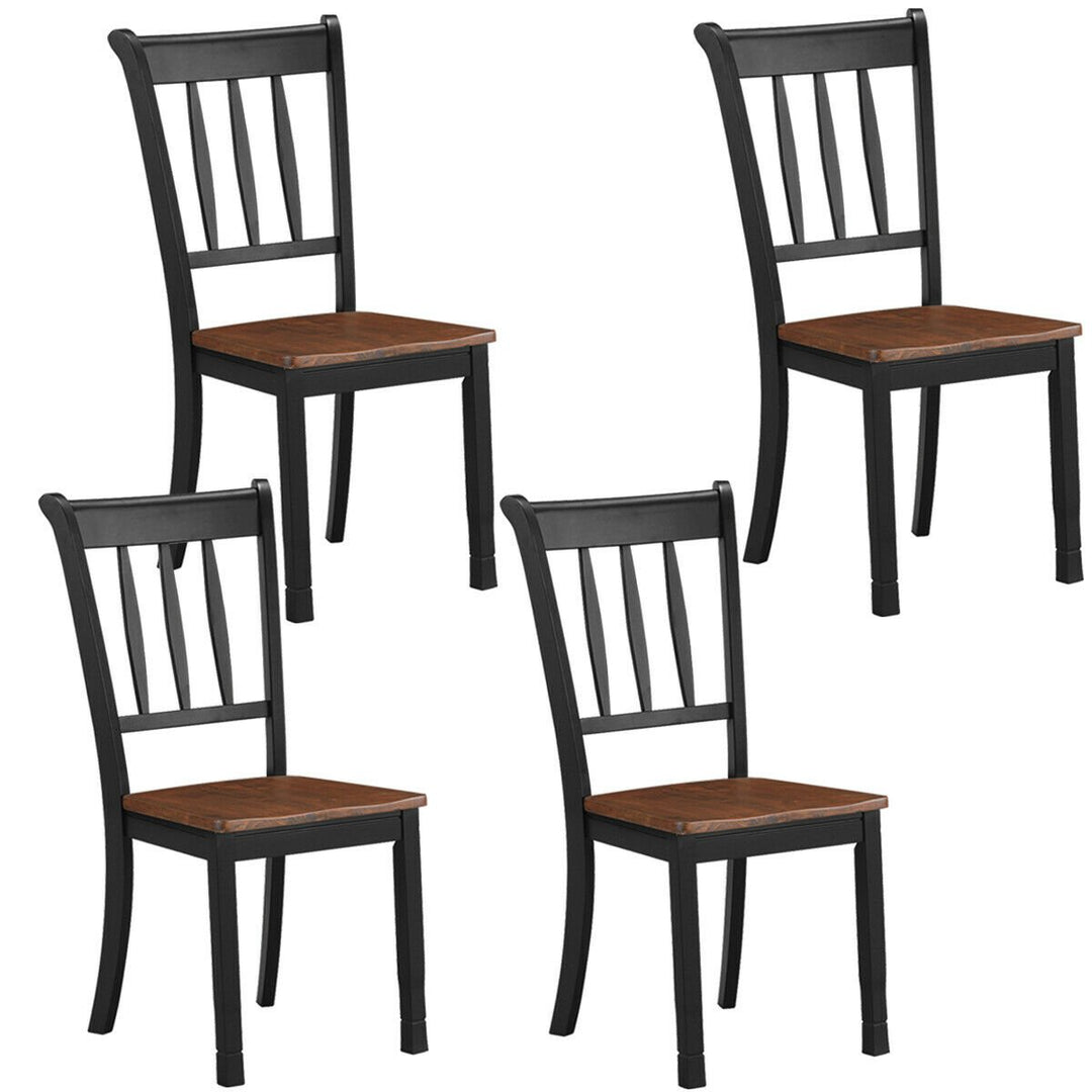 4PCS Wooden Dining Side Chair High Back Armless Home Furniture Black Image 1