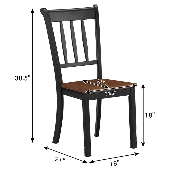 4PCS Wooden Dining Side Chair High Back Armless Home Furniture Black Image 2