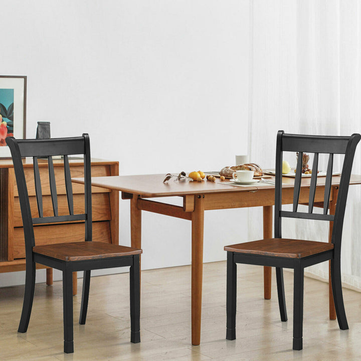 4PCS Wooden Dining Side Chair High Back Armless Home Furniture Black Image 3