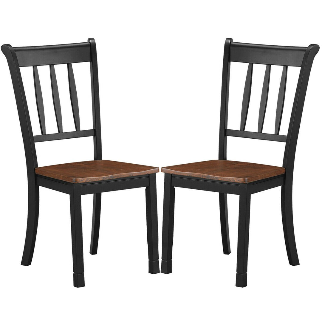 4PCS Wooden Dining Side Chair High Back Armless Home Furniture Black Image 4