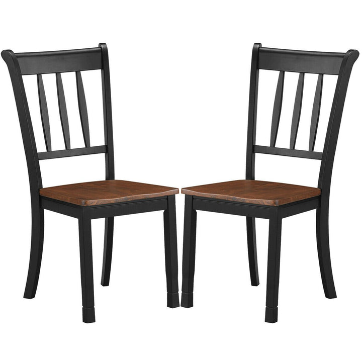 4PCS Wooden Dining Side Chair High Back Armless Home Furniture Black Image 4