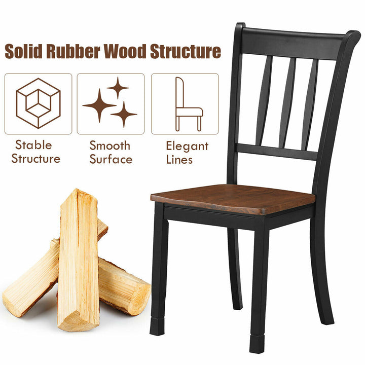 4PCS Wooden Dining Side Chair High Back Armless Home Furniture Black Image 8