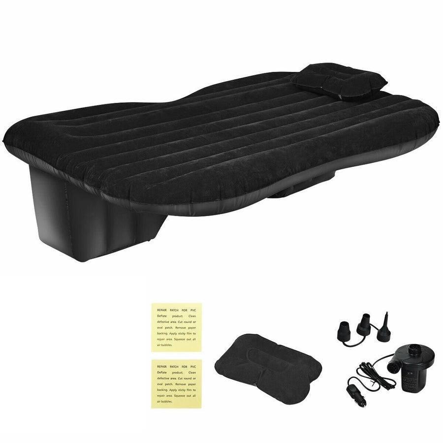 Inflatable Car Air Backseat Mattress Flocking Travel SUV Camping Pad Pill and Pump Image 1