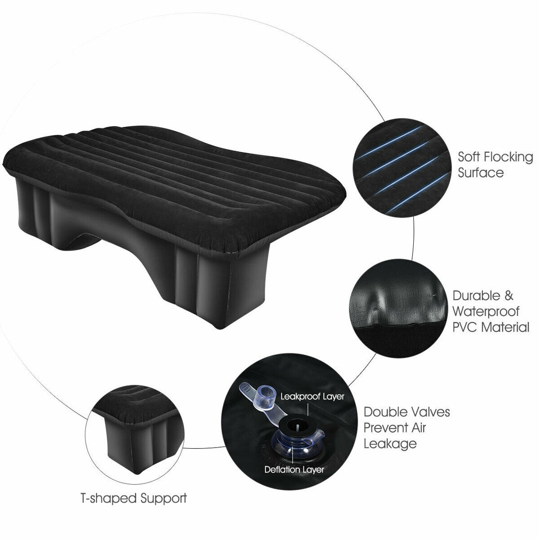 Inflatable Car Air Backseat Mattress Flocking Travel SUV Camping Pad Pill and Pump Image 10